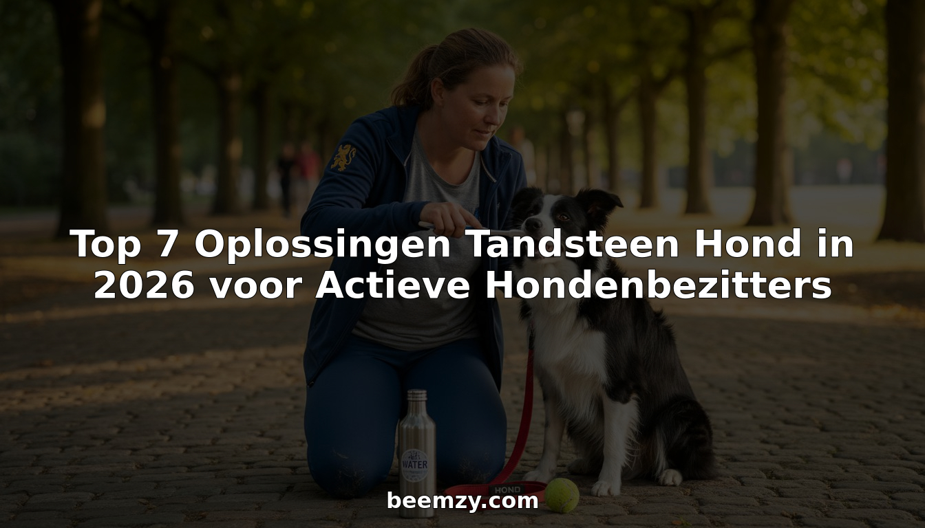 In het zonnetje poetst een vrouw de tanden van haar energieke hond in het park.