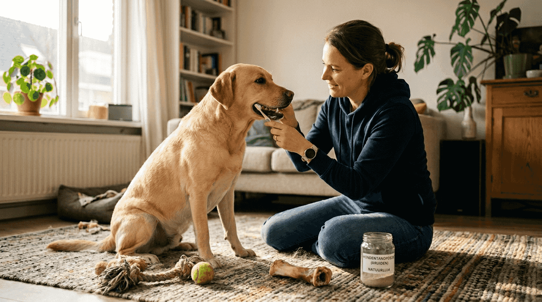 Je hond krijgt gewoon thuis een gezonde en natuurlijke verzorging voor zijn tanden.